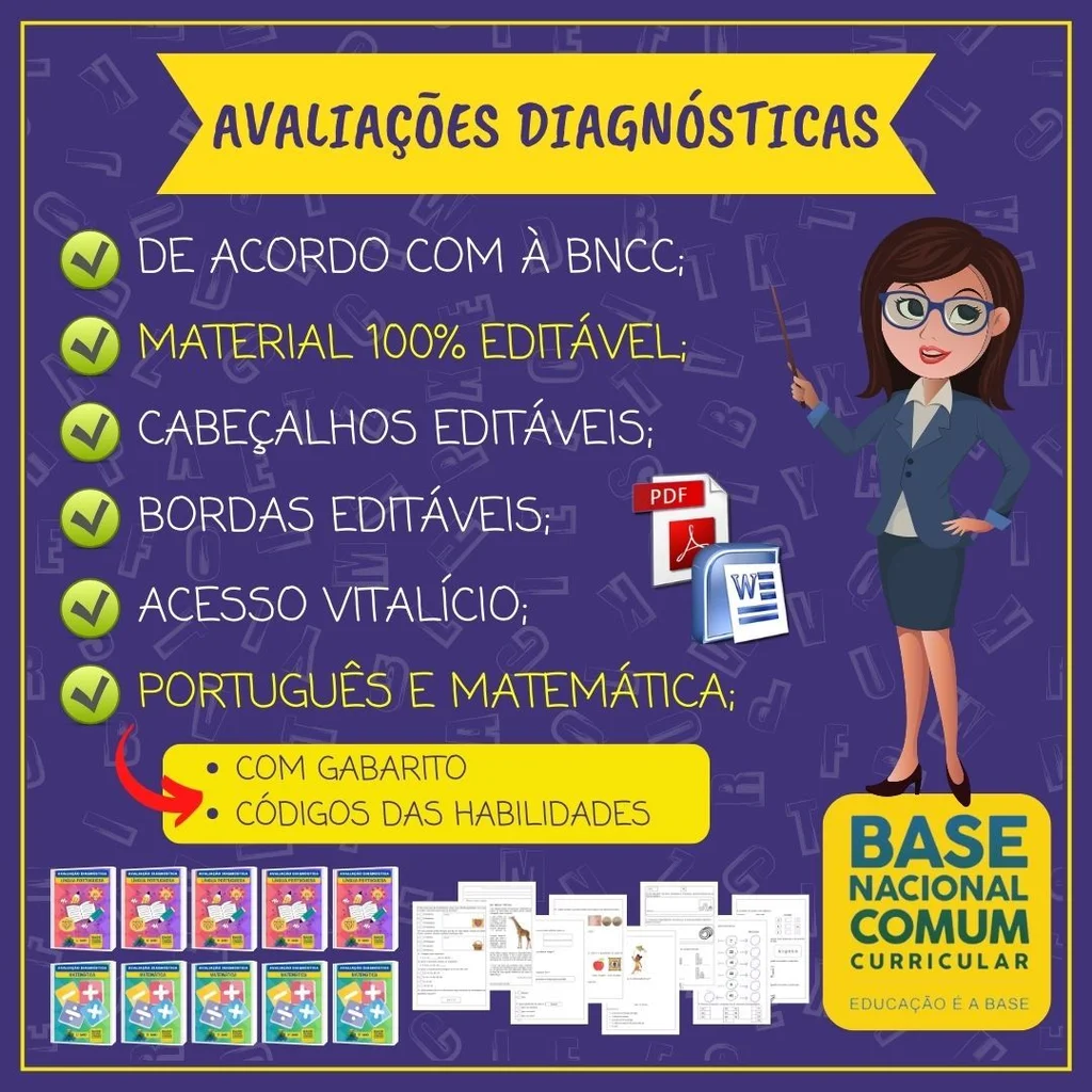 Avaliação Diagnóstica 1º ao 5º Ano | Material Pedagógico BNCC | Diário